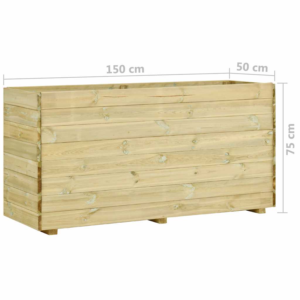Ζαρντινιέρα Υπερυψωμένη με Πάτο 150x50x75 εκ. Εμποτ.Ξύλο Πεύκου