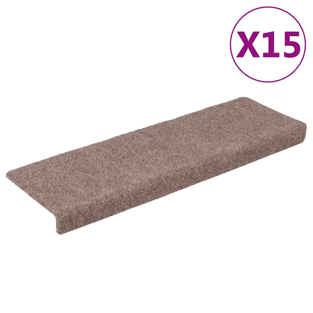 Πατάκια Σκαλιών Αυτοκόλλητα 15 τεμ. 100x21x4 εκ. Ανοιχτό Καφέ Ορθογώνια Άκρη - PAKOBAZAAR