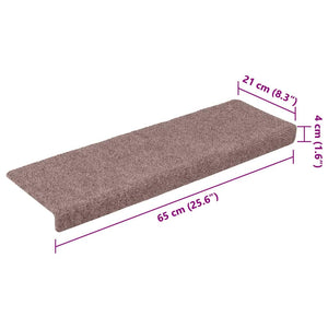 Πατάκια Σκαλιών Αυτοκόλλητα 15 τεμ. 100x21x4 εκ. Ανοιχτό Καφέ Ορθογώνια Άκρη - PAKOBAZAAR