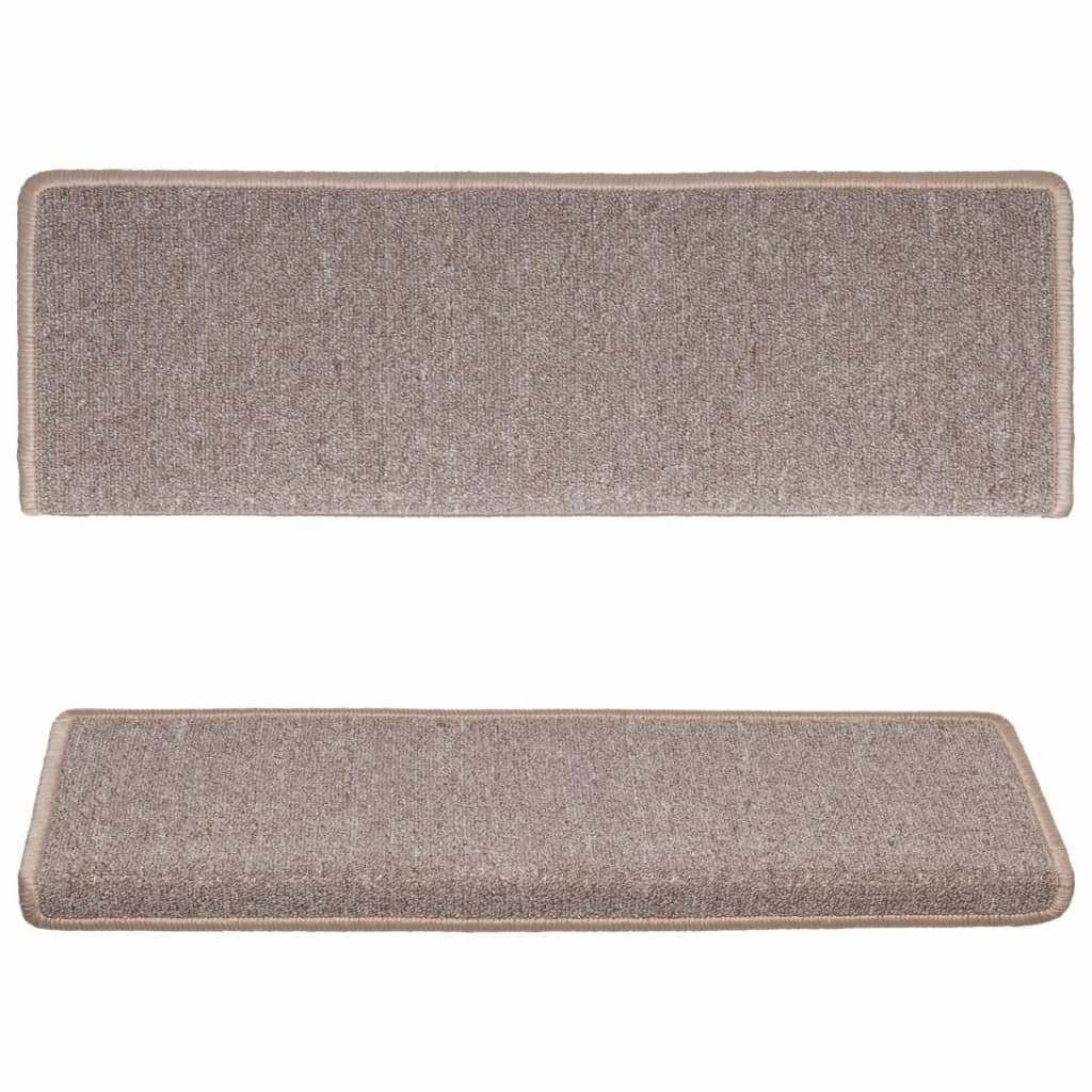 Πατάκια Σκαλοπατιών 15 τεμ. Ανοιχτό Καφέ Ορθογώνια Άκρη 65x21x4 εκ. - PAKOBAZAAR