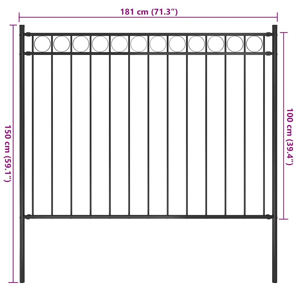 Φράχτης Κήπου Ατσάλινος Μαύρος 1,7x1 μ. - PAKOBAZAAR