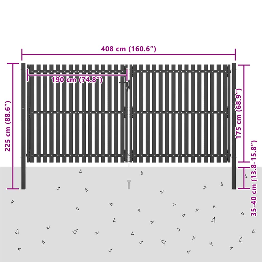 Πύλη Κήπου Ανθρακί 400x175 εκ. από Ατσάλι - Pakobazaar