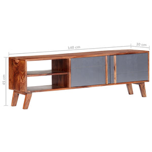 Έπιπλο Τηλεόρασης Γκρι 140x30x45 εκ. από Μασίφ Ξύλο - PAKOBAZAAR
