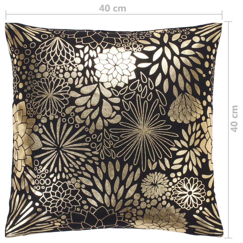Μαξιλάρια 2 τεμ. Μαύρο/Χρυσό με Τύπωμα Foil 40x40 εκ. Βαμβακερά