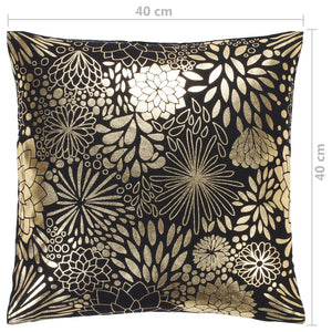 Μαξιλάρια 2 τεμ. Μαύρο/Χρυσό με Τύπωμα Foil 40x40 εκ. Βαμβακερά