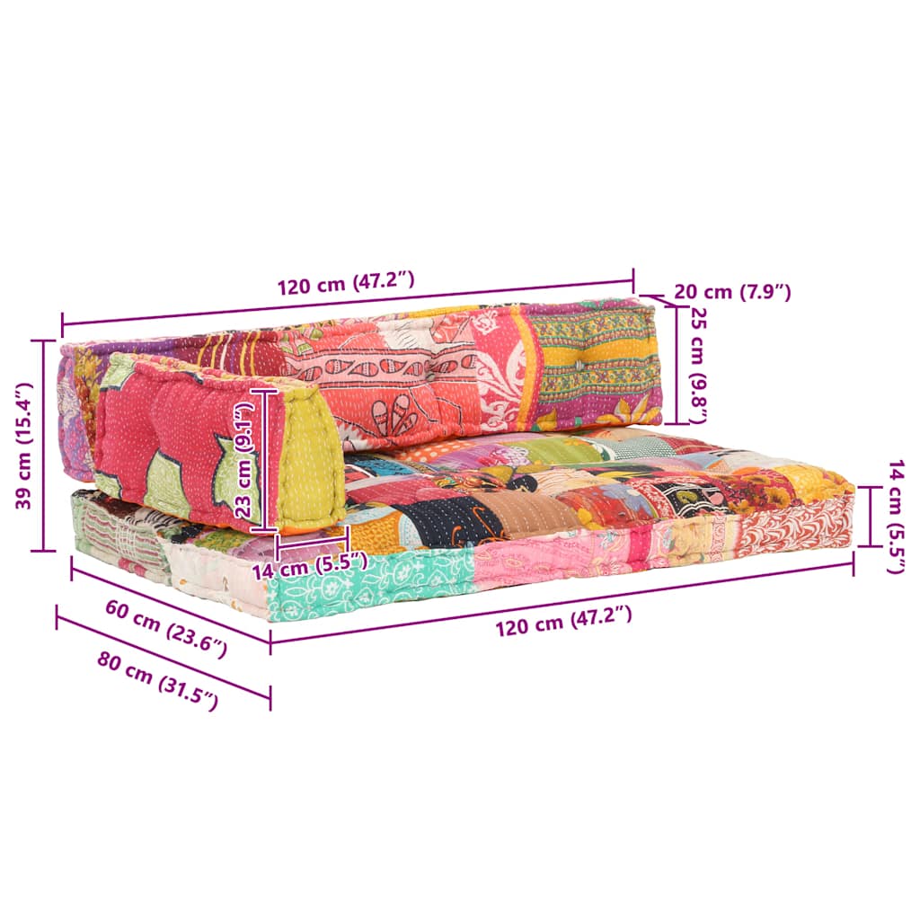 Μαξιλάρι για Καναπέ από Παλέτες Πολύχρωμο Patchwork Υφασμάτινο - PAKOBAZAAR