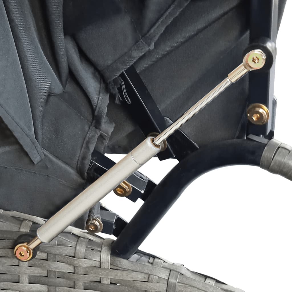 Ξαπλώστρα Διπλή Γκρι από Συνθετικό Ρατάν με Τέντα - Pakobazaar