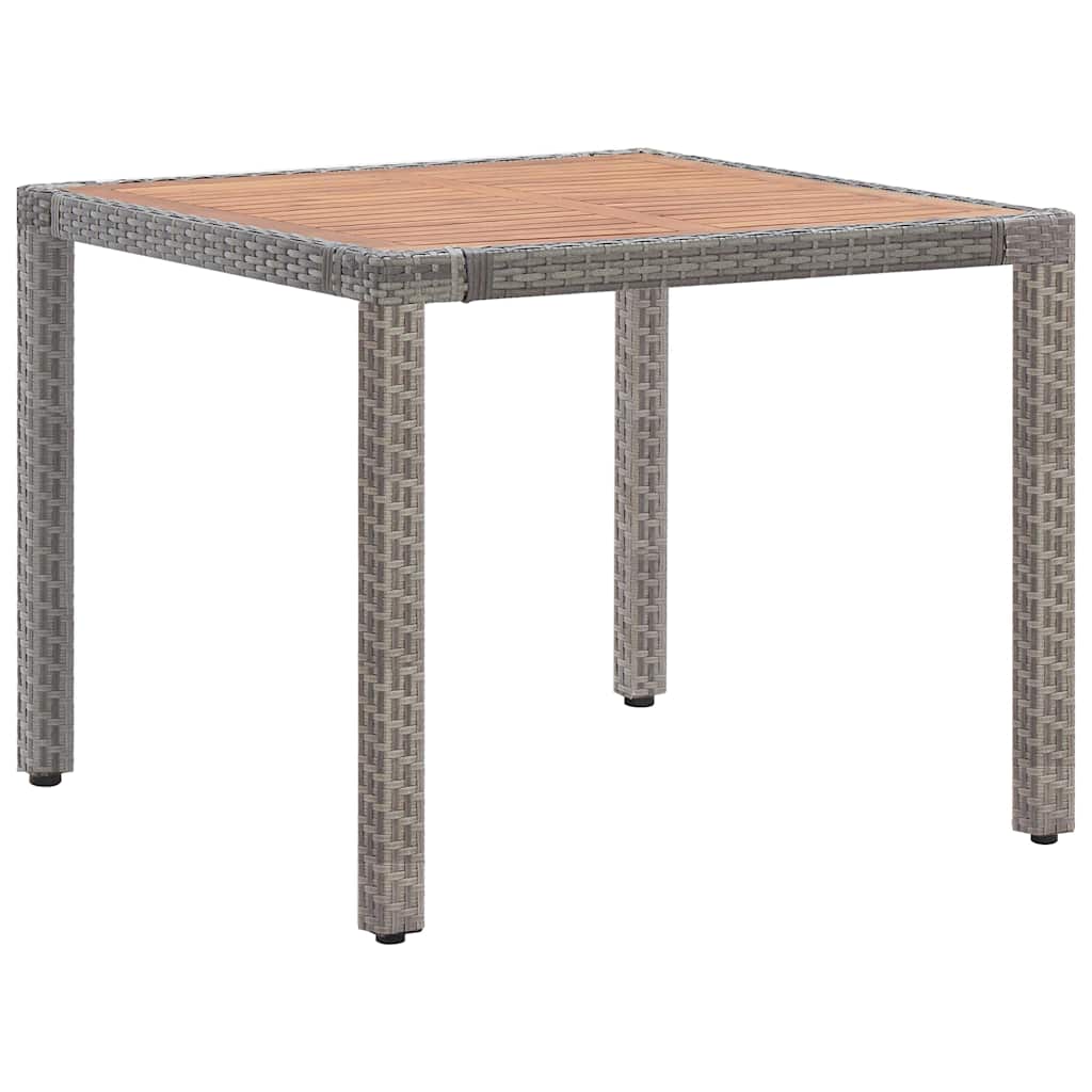 Τραπέζι Κήπου Γκρι 90x90x75 εκ. Συνθ. Ρατάν/Μασίφ Ξύλο Ακακίας