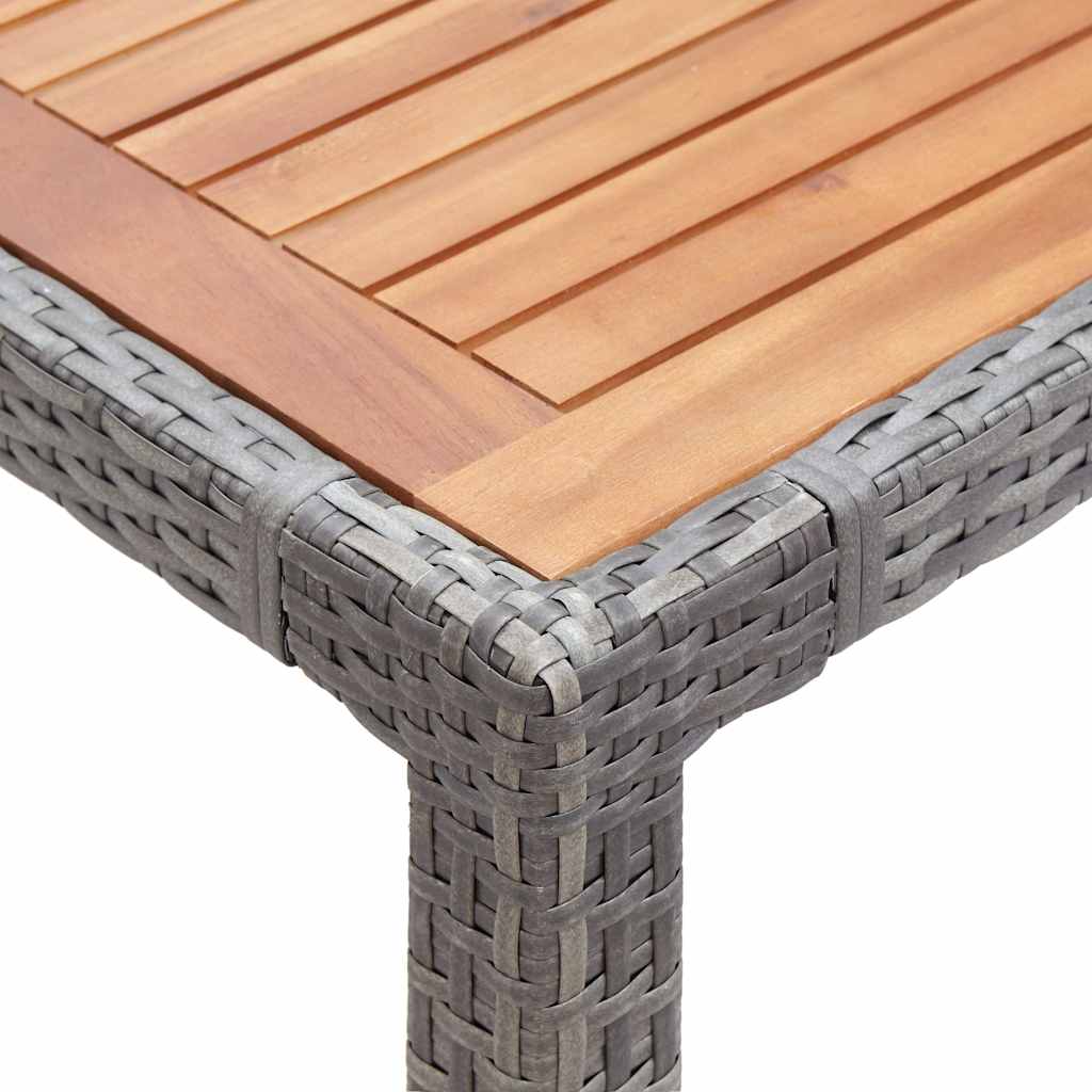 Τραπέζι Κήπου Γκρι 90x90x75 εκ. Συνθ. Ρατάν/Μασίφ Ξύλο Ακακίας