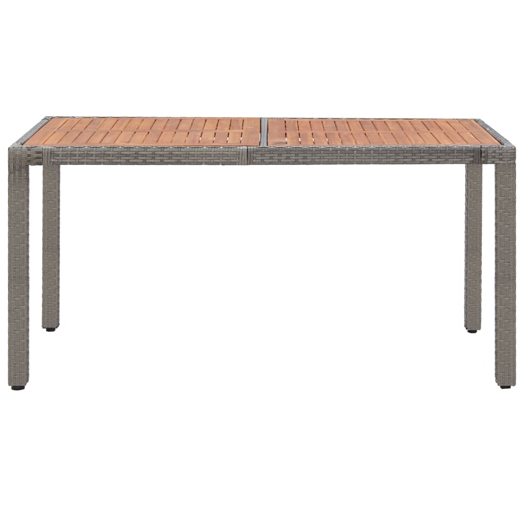Τραπέζι Κήπου Γκρι 150x90x75 εκ. Συνθ. Ρατάν/Μασίφ Ξύλο Ακακίας