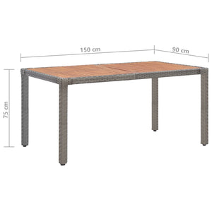 Τραπέζι Κήπου Γκρι 150x90x75 εκ. Συνθ. Ρατάν/Μασίφ Ξύλο Ακακίας