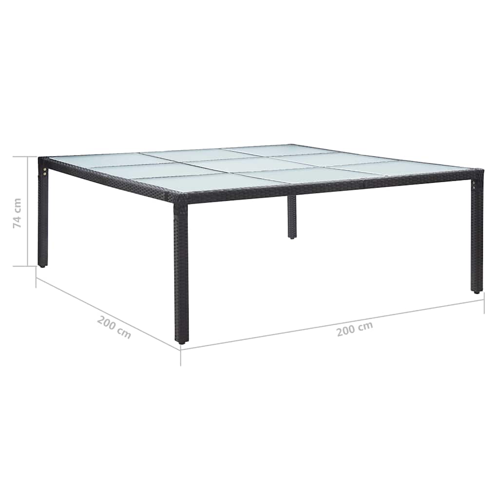 Τραπεζαρία Κήπου Μαύρη 200 x 200 x 74 εκ. από Συνθετικό Ρατάν