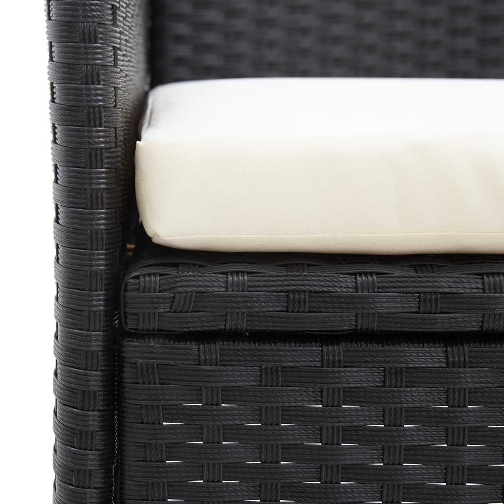 Παγκάκι Διθέσιο Κήπου με Τραπεζάκι Μαύρο 143 εκ. Συνθετ. Ρατάν - Pakobazaar