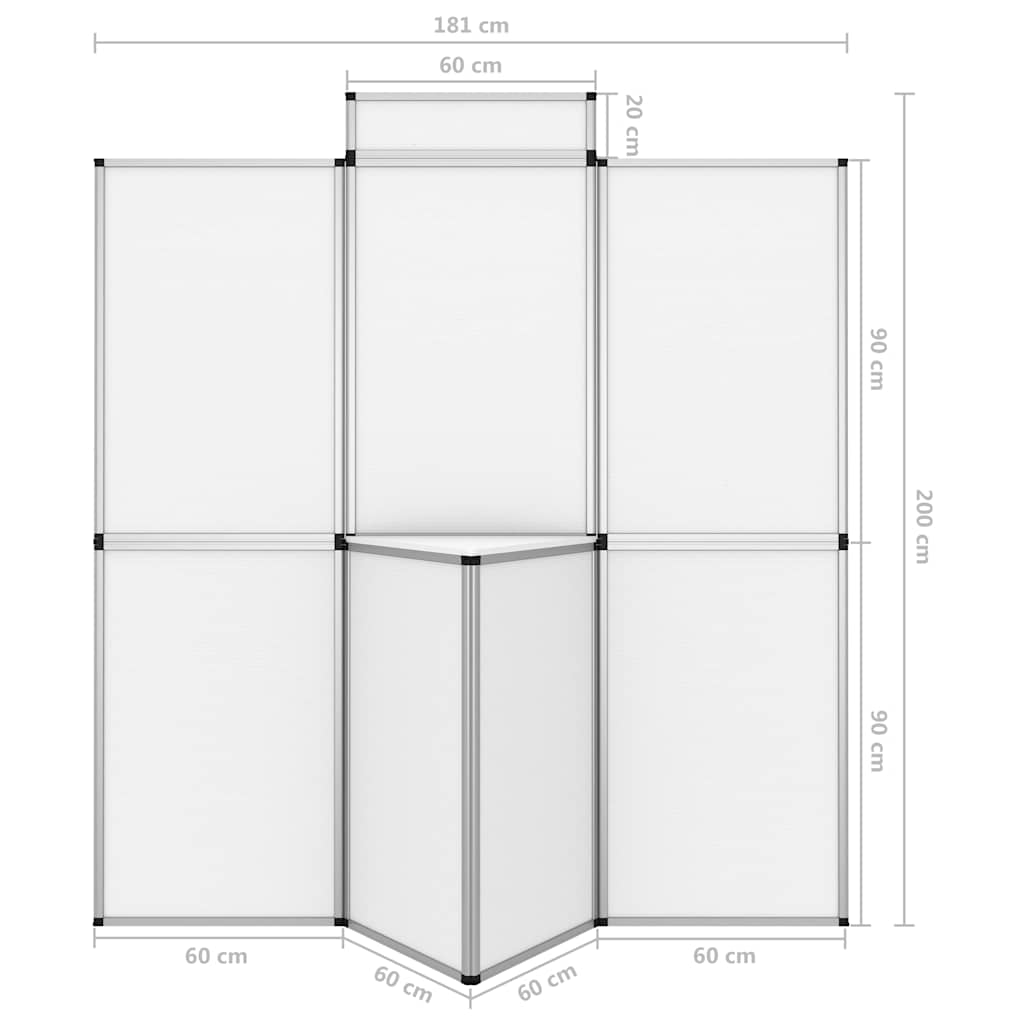 Τοίχος Προβολής Πτυσσόμενος Λευκός 181x200 εκ. 8 Πάνελ/Τραπέζι