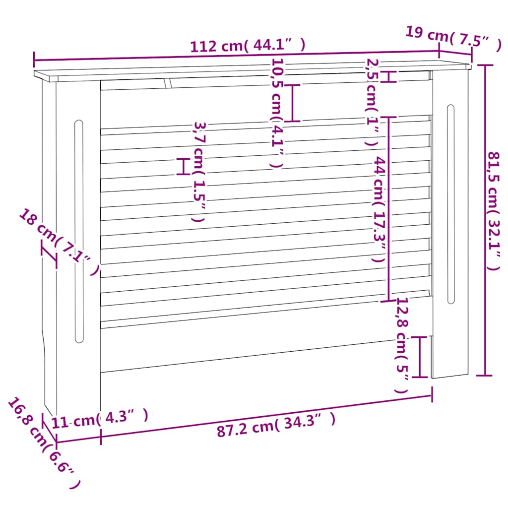 Καλύμματα Καλοριφέρ 2 τεμ. Λευκά 112 x 19 x 81,5 εκ. από MDF - PAKOBAZAAR