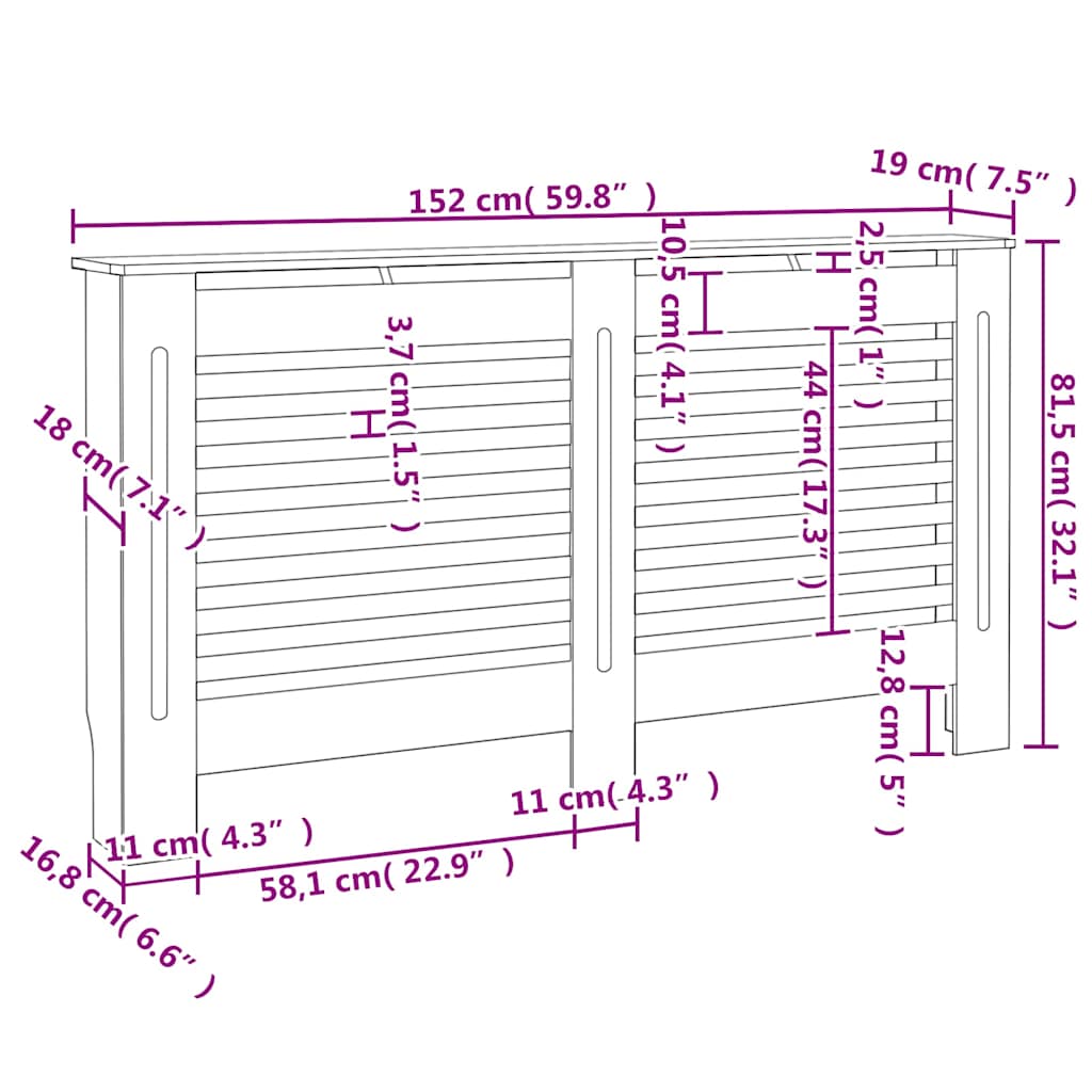 Καλύμματα Καλοριφέρ 2 τεμ. Λευκά 152 x 19 x 81,5 εκ. από MDF - PAKOBAZAAR