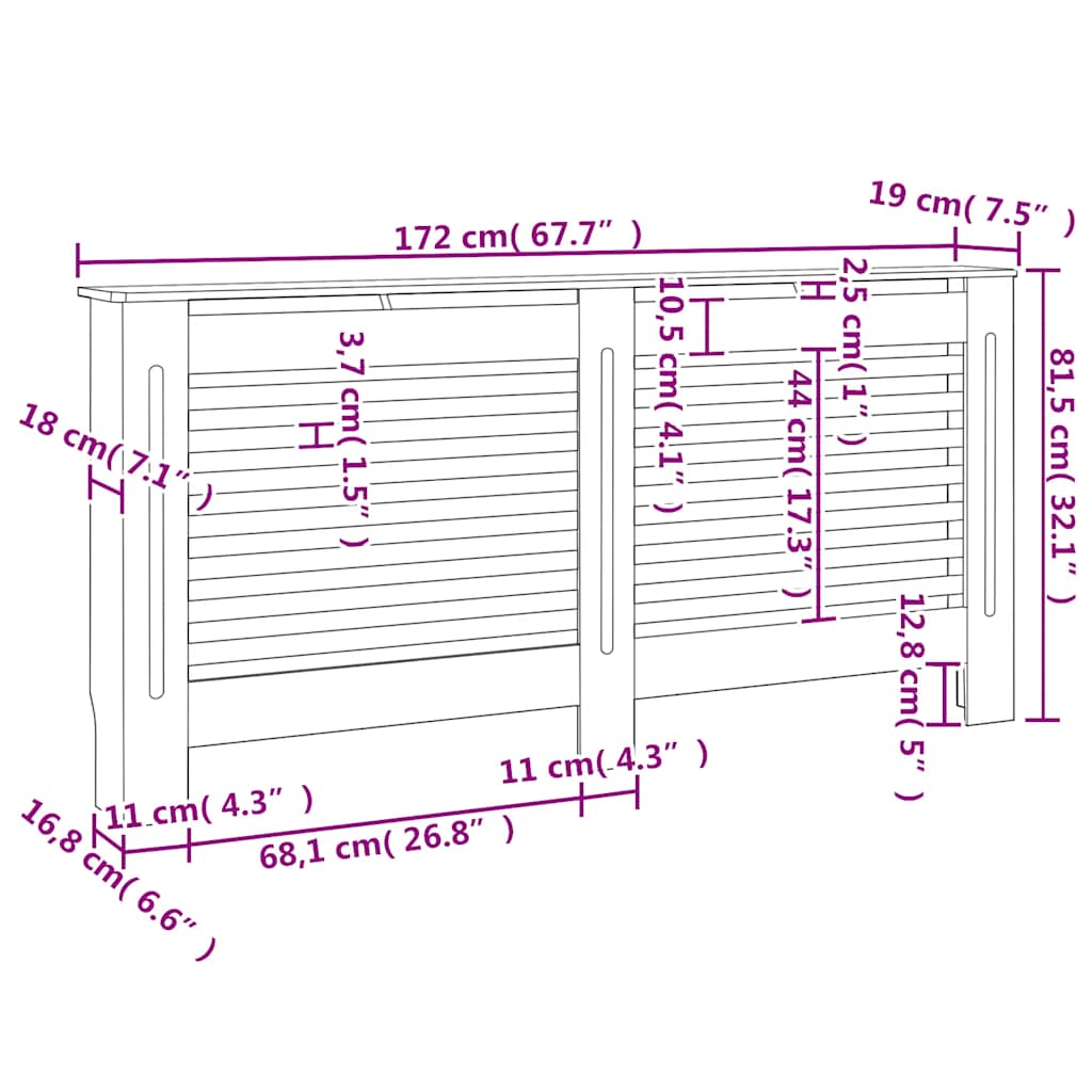 Καλύμματα Καλοριφέρ 2 τεμ. Λευκά 172 x 19 x 81,5 εκ. από MDF - PAKOBAZAAR