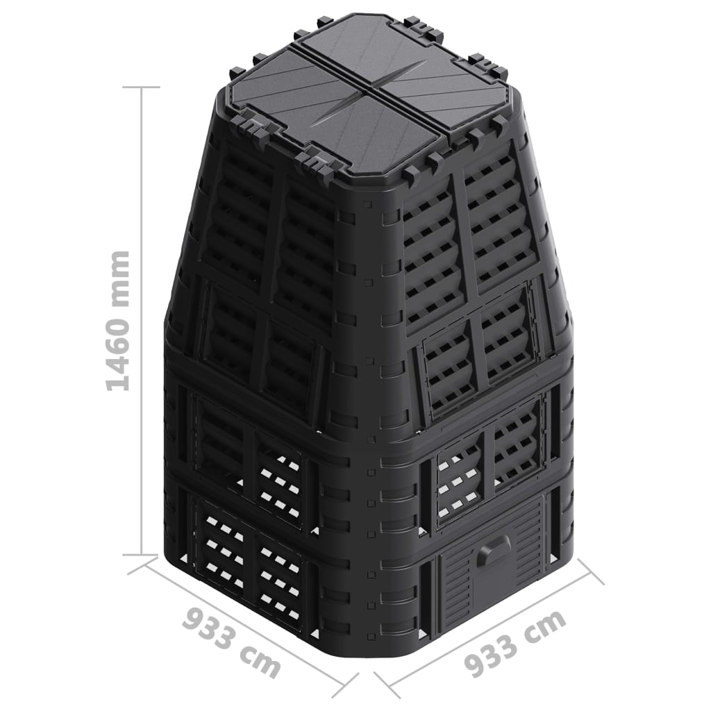 Κάδος Κομποστοποίησης Μαύρος 93,3 x 93,3 x 146 εκ. 1000 Λίτρων - PAKOBAZAAR