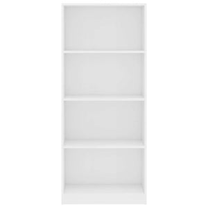 Βιβλιοθήκη με 4 Ράφια Λευκή 60 x 24 x 142 εκ. από Επεξ. Ξύλο - Pakobazaar