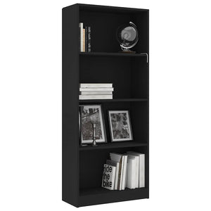 Βιβλιοθήκη με 4 Ράφια Λευκή 60 x 24 x 142 εκ. από Επεξ. Ξύλο