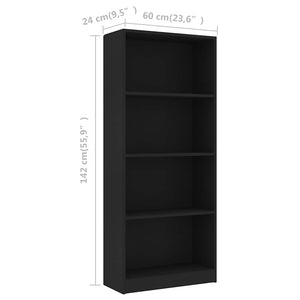 Βιβλιοθήκη με 4 Ράφια Λευκή 60 x 24 x 142 εκ. από Επεξ. Ξύλο