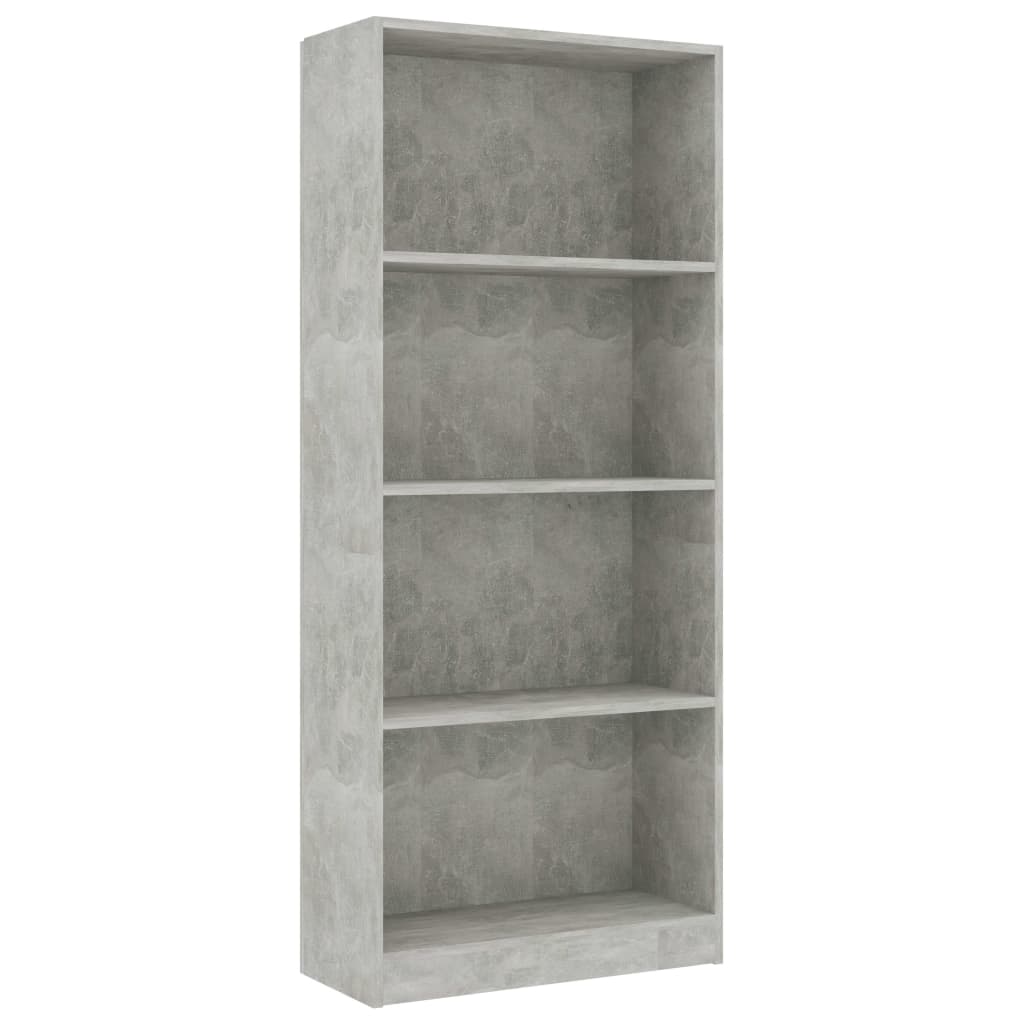 Βιβλιοθήκη με 4 Ράφια Γκρι Σκυροδεμ. 60x24x142 εκ. Επεξ. Ξύλο