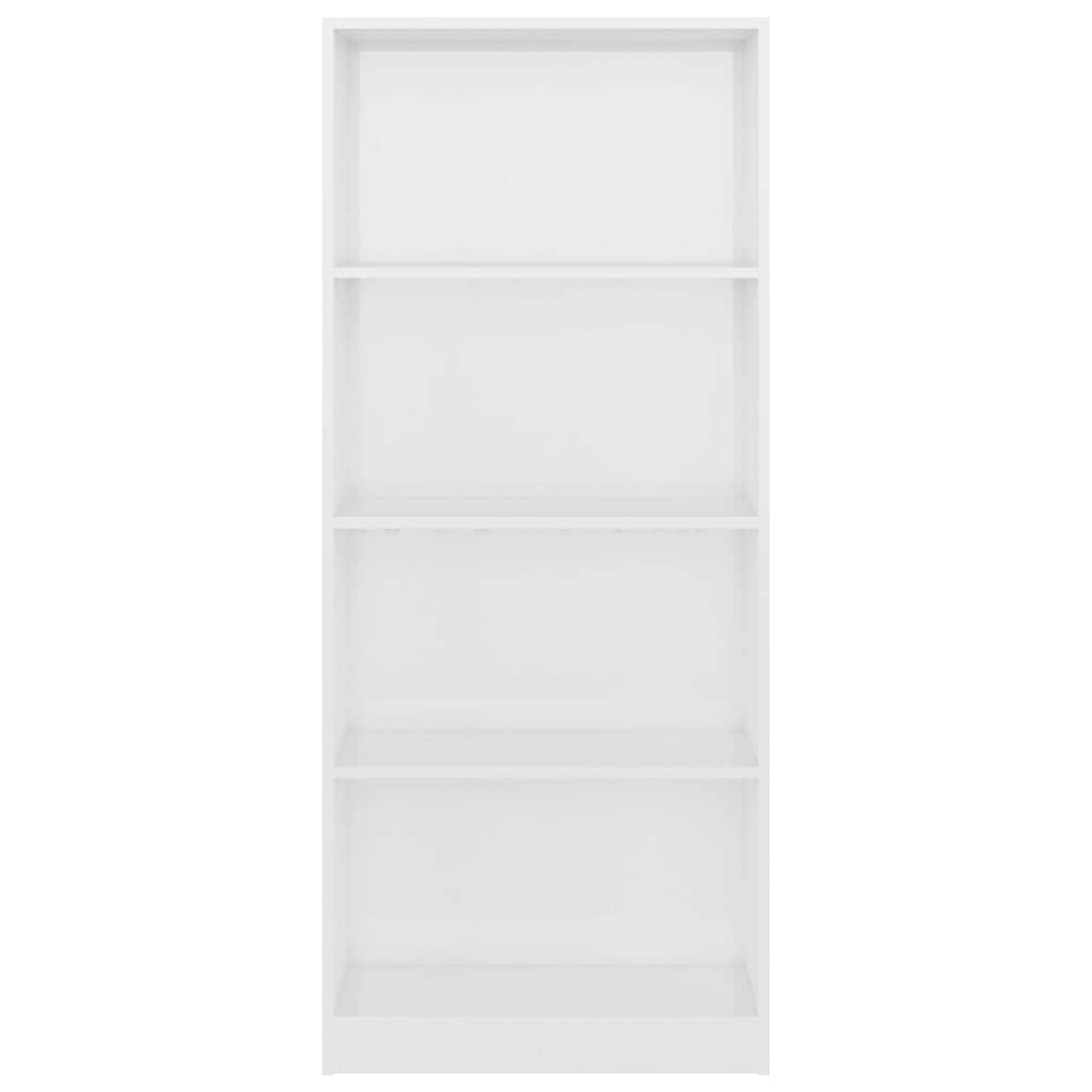 Βιβλιοθήκη με 4 Ράφια Γυαλιστερό Λευκό 60x24x142 εκ Επεξ. Ξύλο