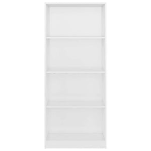 Βιβλιοθήκη με 4 Ράφια Γυαλιστερό Λευκό 60x24x142 εκ Επεξ. Ξύλο