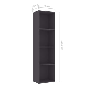 Βιβλιοθήκη Γκρι 40 x 30 x 151,5 εκ. από Μοριοσανίδα