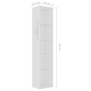 Βιβλιοθήκη Λευκή 40 x 30 x 189 εκ. από Επεξ. Ξύλο