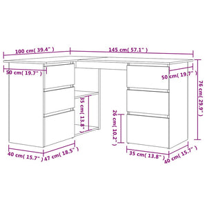 Γραφείο Γωνιακό Sonoma Δρυς 145 x 100 x 76 εκ. από Επεξ. Ξύλο - Pakobazaar