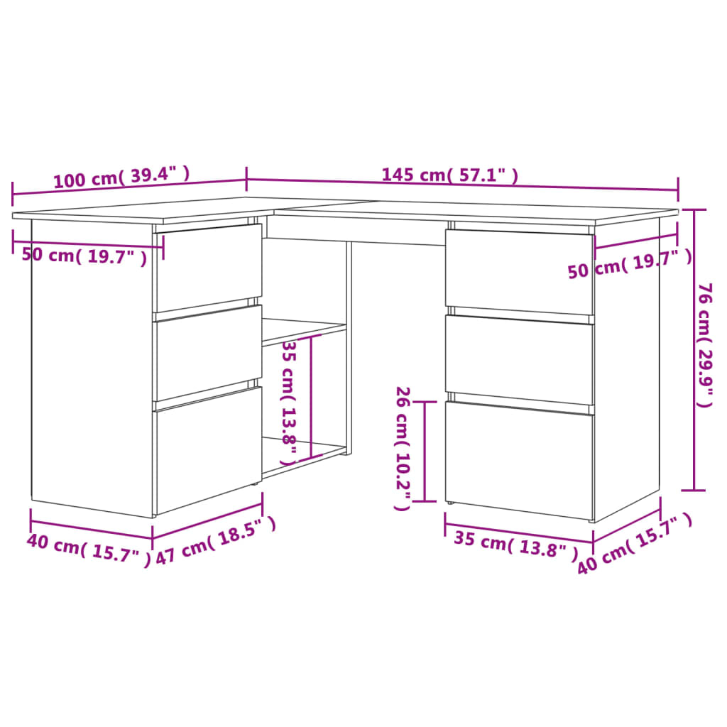 Γραφείο Γωνιακό Γκρι Σκυροδέματος 145x100x76 εκ. Επεξ. Ξύλο