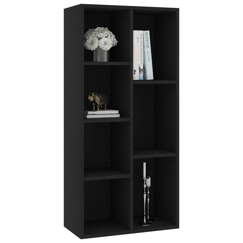 Βιβλιοθήκη Μαύρη 50 x 25 x 106 εκ. από Επεξ. Ξύλο - Pakobazaar