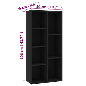 Βιβλιοθήκη Μαύρη 50 x 25 x 106 εκ. από Επεξ. Ξύλο