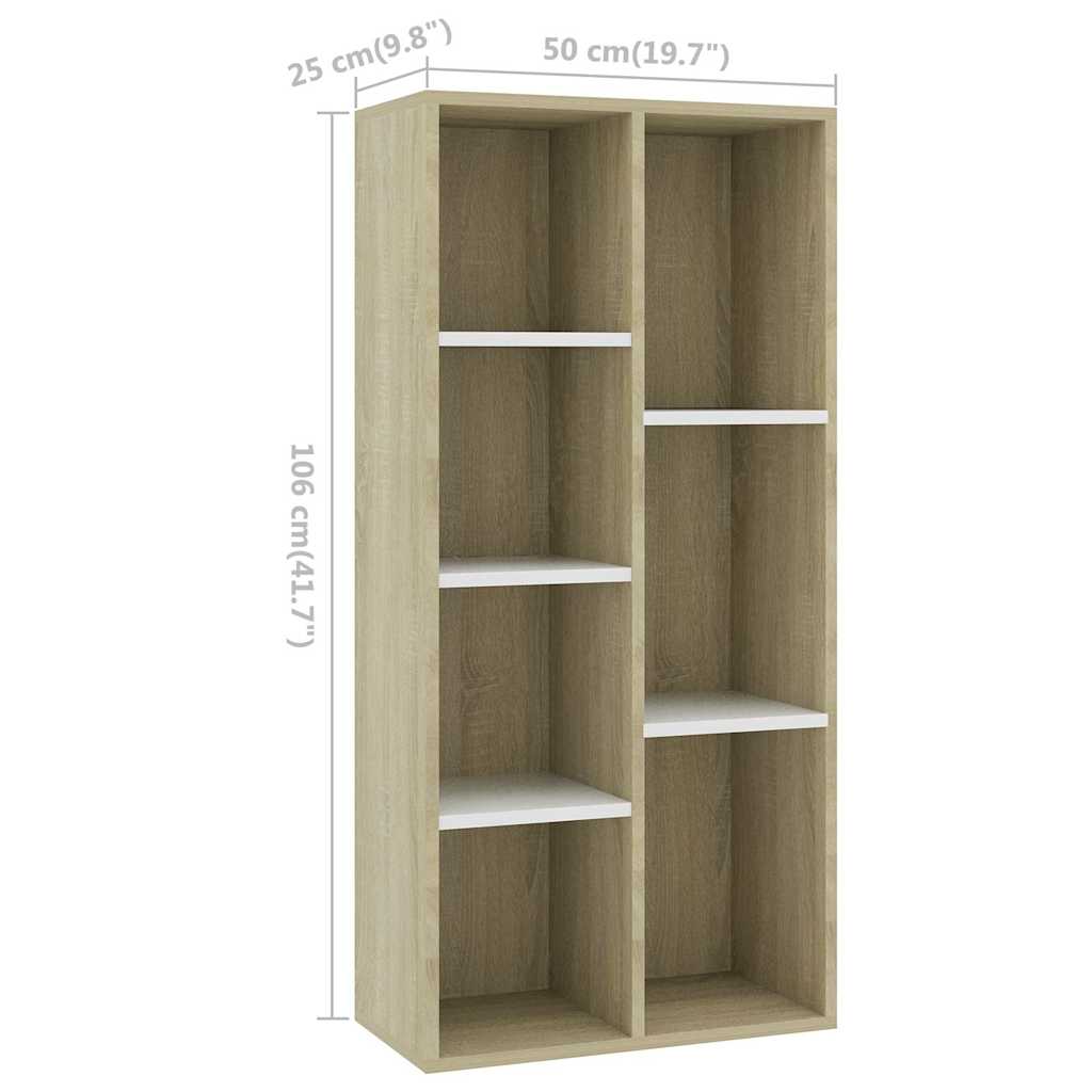 Βιβλιοθήκη Λευκό / Sonoma Δρυς 50x25x106 εκ. από Μοριοσανίδα
