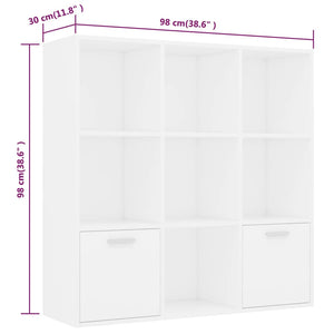 Βιβλιοθήκη Λευκή 98 x 30 x 98 εκ. από Επεξ. Ξύλο - Pakobazaar
