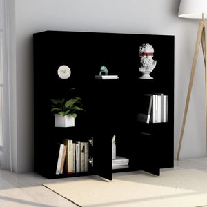 Βιβλιοθήκη Μαύρη 98 x 30 x 98 εκ. από Επεξ. Ξύλο - Pakobazaar