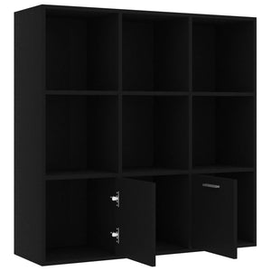 Βιβλιοθήκη Μαύρη 98 x 30 x 98 εκ. από Επεξ. Ξύλο - Pakobazaar