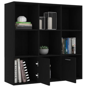 Βιβλιοθήκη Μαύρη 98 x 30 x 98 εκ. από Επεξ. Ξύλο - Pakobazaar