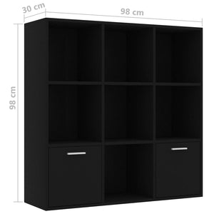 Βιβλιοθήκη Μαύρη 98 x 30 x 98 εκ. από Επεξ. Ξύλο - Pakobazaar