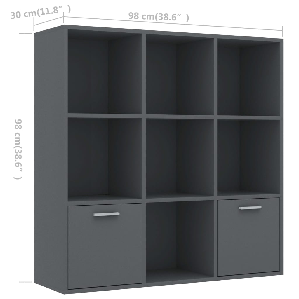 Βιβλιοθήκη Γκρι 98 x 30 x 98 εκ. από Επεξ. Ξύλο