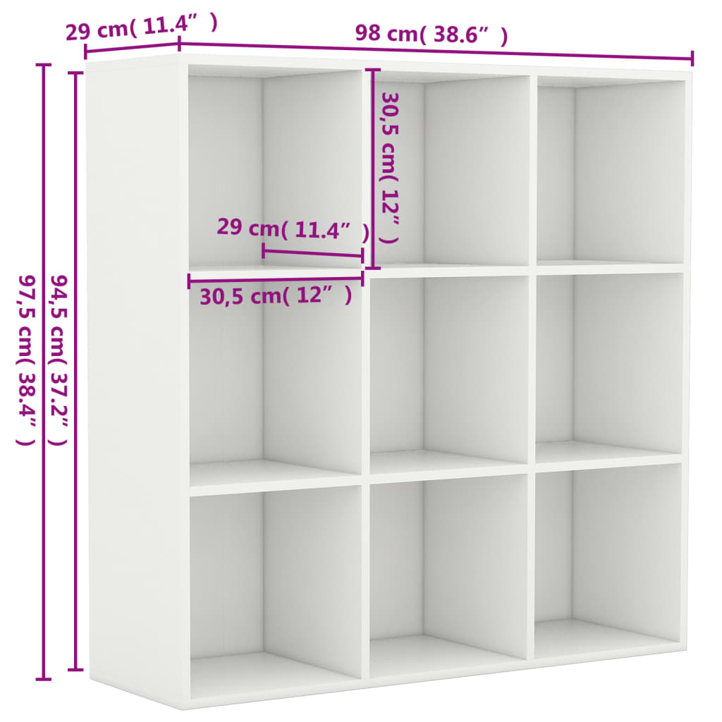 Βιβλιοθήκη Λευκή 98 x 29 x 97,5 εκ. Επεξεργασμένο Ξύλο