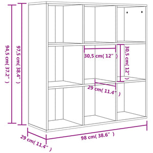 Βιβλιοθήκη Γκρι Σκυροδέματος 98x29x97,5 εκ. Επεξεργασμένο Ξύλο - Pakobazaar