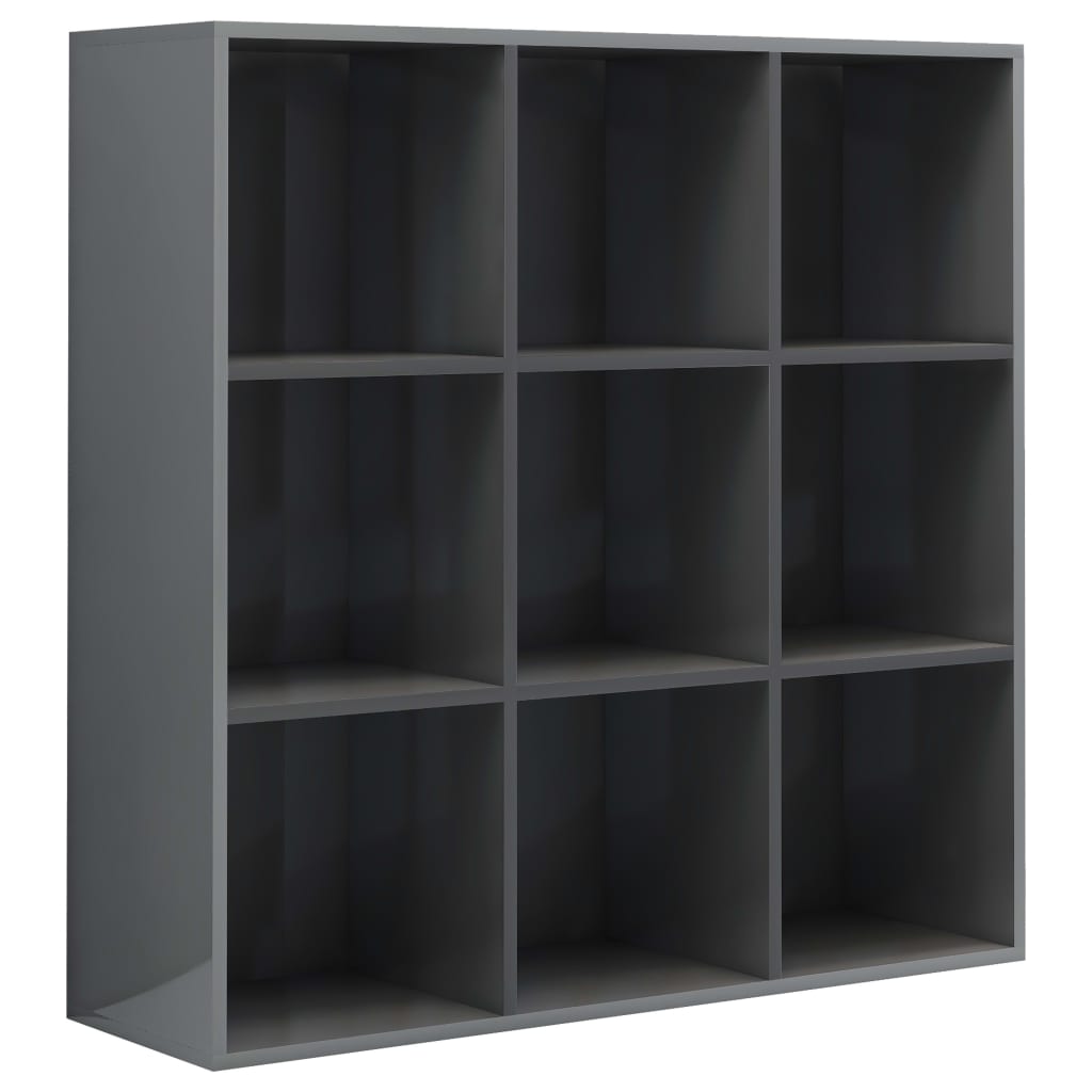 Βιβλιοθήκη Γυαλιστερό Γκρι 98x29x97,5 εκ. Επεξεργασμένο Ξύλο