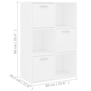 Ραφιέρα με Ντουλάπια Λευκή 60 x 29,5 x 90 εκ. από Επεξ. Ξύλο - Pakobazaar