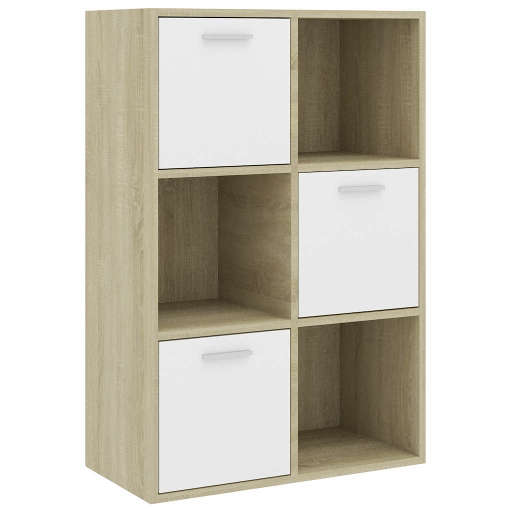 Ραφιέρα με Ντουλάπια Λευκό/Sonoma 60x29,5x90 εκ. Μοριοσανίδα