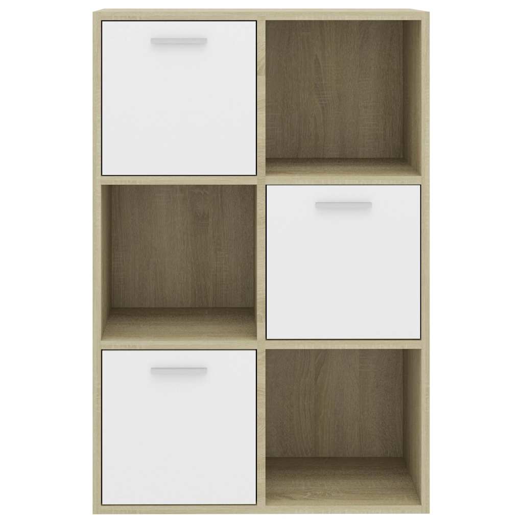 Ραφιέρα με Ντουλάπια Λευκό/Sonoma 60x29,5x90 εκ. Μοριοσανίδα