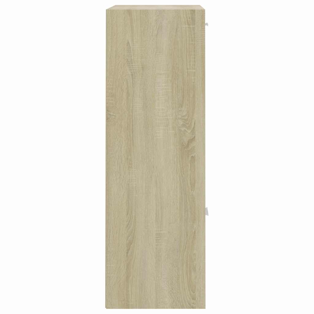 Ραφιέρα με Ντουλάπια Λευκό/Sonoma 60x29,5x90 εκ. Μοριοσανίδα