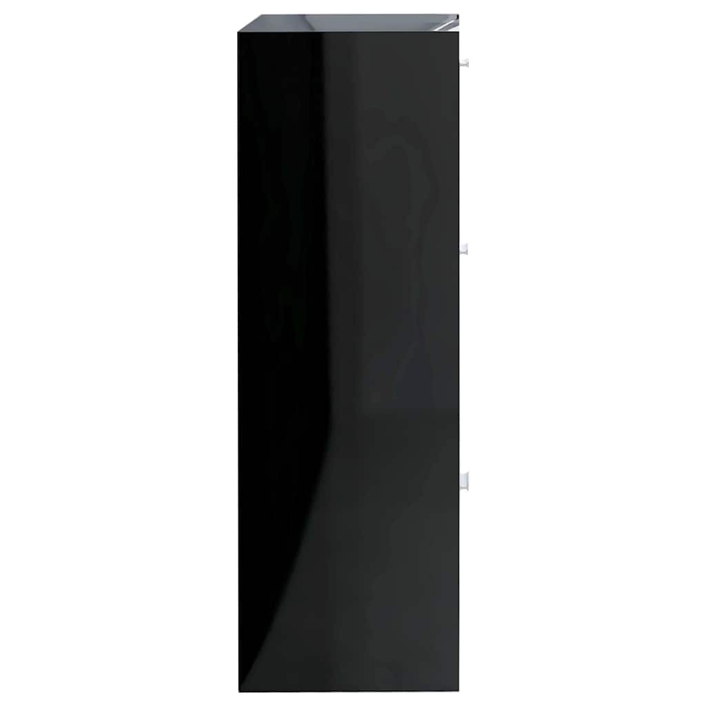 Ραφιέρα με Ντουλάπια Γυαλιστ. Μαύρο 60x29,5x90 εκ. Μοριοσανίδα