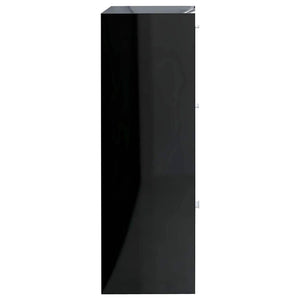 Ραφιέρα με Ντουλάπια Γυαλιστ. Μαύρο 60x29,5x90 εκ. Μοριοσανίδα